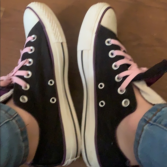 Converse Black and Purple Double Tongue size 8 wmn - Picture 3 of 6